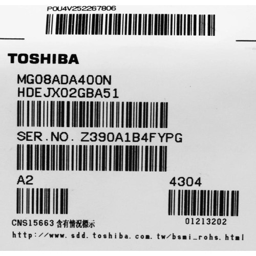 Жесткий диск Toshiba SATA-III 4Tb MG08ADA400N Enterprise Capacity 512N (7200rpm) 256Mb 3.5