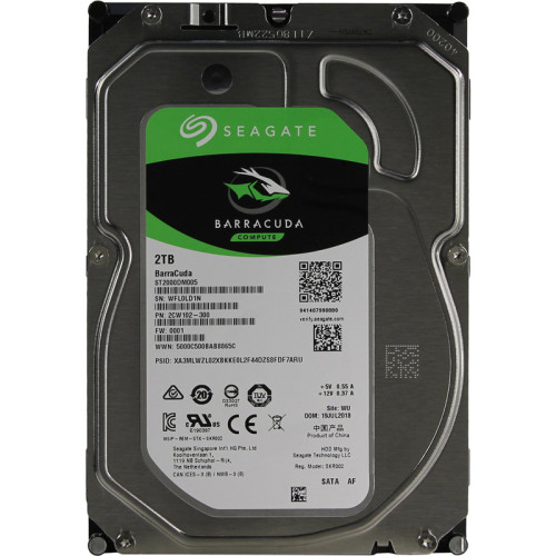 Жесткий диск HDD Seagate SATA3 2Tb Barracuda 5400 256Mb 1 year warranty