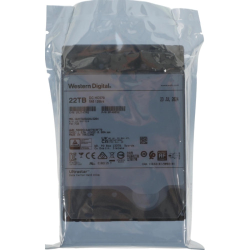 Жесткий диск WD SAS 3.0 22TB 0F48052 WUH722222AL5204 Server Ultrastar DC HC570 512E (7200rpm) 512Mb 3.5