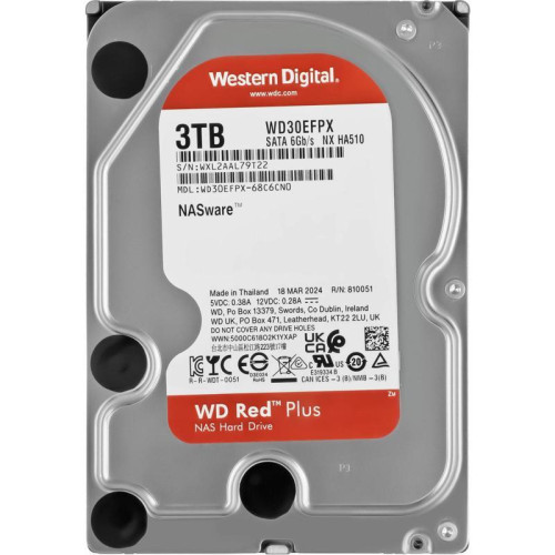 Жесткий диск WD SATA-III 3TB WD30EFPX NAS Red Plus (5400rpm) 256Mb 3.5