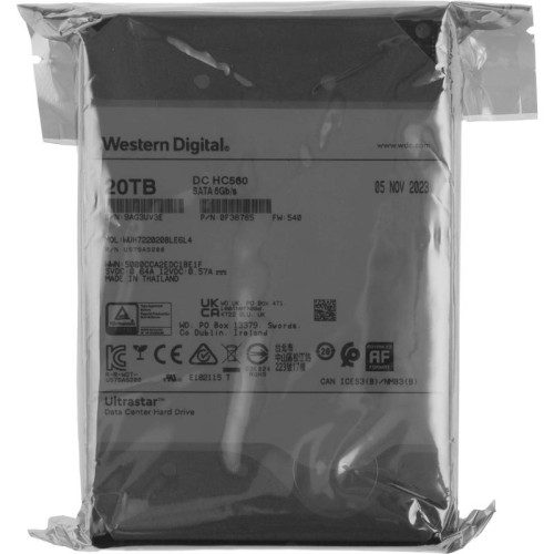 Жесткий диск WD SATA-III 20TB 0F38785 WUH722020BLE6L4 Server Ultrastar DC HC560 512E (7200rpm) 512Mb 3.5 Жесткий диск WD SATA-III 20TB 0F38785 WUH722020BLE6L4 Server Ultrastar DC HC560 512E (7200rpm) 512Mb 3.5